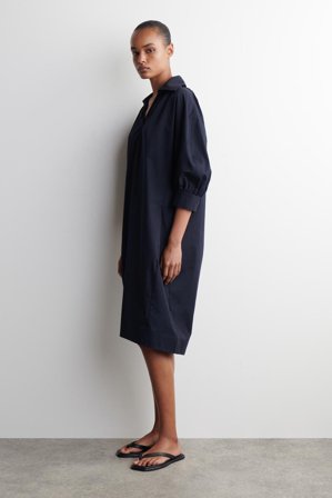 COS Women's Vestido Camisero Midi De Algodón in Azul
