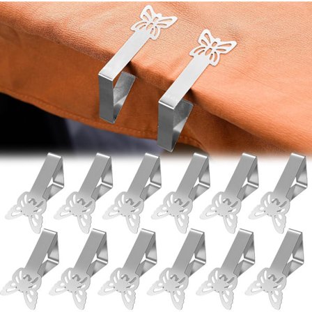 12 Pak Rustfrit Stål Dugklemmer Sommerfugl Mønster Udendørs Dugklemmer til Tykke Borde, Haveborde