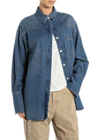 Replay Oversized Denim Shirt Skjortor Dam Blå XS