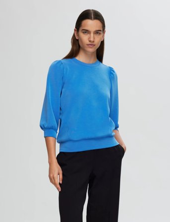 Selected Slftenny 3/4 Sweat Top Noos - Blue - XS