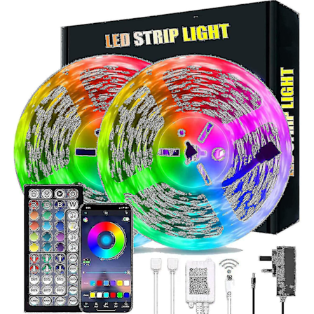 20m LED Lys Bluetooth RGB Lys LED Strip Lys Med 44-tasters Fjernbetjening Musik Synkronisering Farveskiftende LED Stemnings Strip Fule53-5050 3key Usb