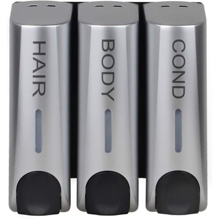 3-pack Tvåldispenser för Duschgel Schampo Balsam Väggfäste Silver