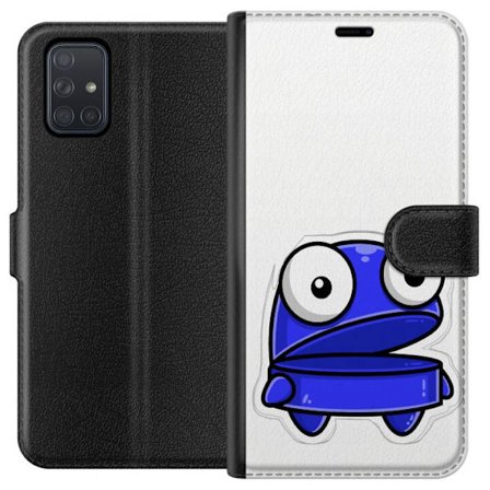 Kompatibel Tegnebogsetui til Samsung Samsung Galaxy A71 Blå tegneseriefigur med åbent udtryk og store øjne i sjov illustration