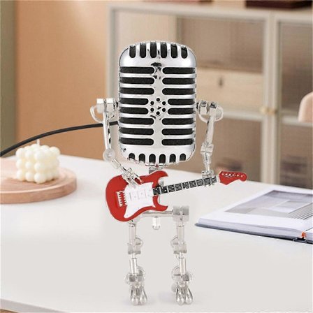 2st Mic Rockbot, Vintage Mikrofon Robot Skrivbordslampa