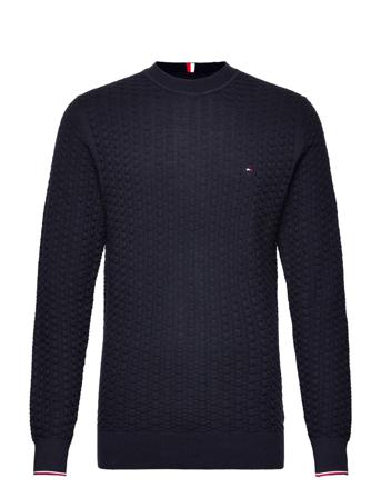 Exaggerated Structure Crew Neck Neulepaita Pyöreä Kaula-aukko Navy Tommy Hilfiger