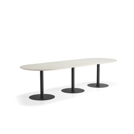 Bord METRIC, oval, 3000x1000x720 mm, svart/ask