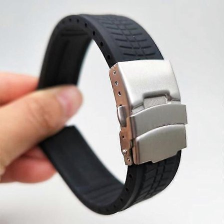 20/22/24mm Gummi Foldespænde Rem Forlænget Vandtæt Sportsurrem