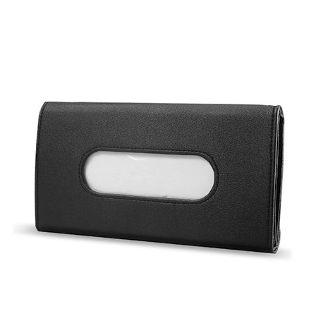 Bil Tissuehållare (Svart), 1-pack Solskydd Servetthållare, Premium PU-läder, Bilmaskhållare för Solskydd Fordon, med Tissue Refill