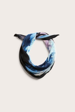 Kappahl | Plisowany szal z nadrukiem Niebieski ONE SIZE | Niebieski