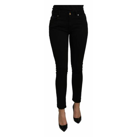 Dolce & Gabbana Mid Waist Slim Fit Cotton Jeans Sort, Dame