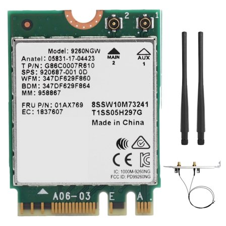 Intel 9260NGW NGFF WiFi-kort Bluetooth 5.0 Dual Band 1730Mbps 802.11ac Trådlös Antenn