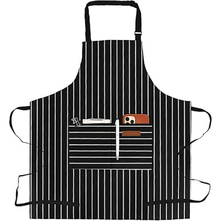 Forklæder til Kvinder med Lommer Unisex Voksne Madlavning Bagning Køkken Kok Bomuldsforklæde Justerbar Smæk