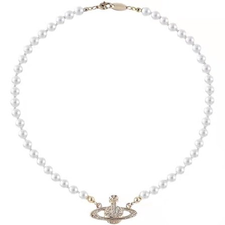 Rhinestone Faux Planet Saturn Pärlhalsband för Kvinnor Smycken, Falsk Pärl Krage Hänge ett Halsband Män med Charm för Y2k Smycken