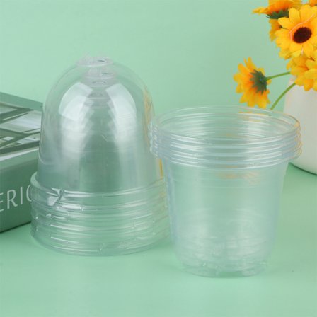 st Plantskola Kruka Transparent Plast PET Startkoppar med Lock Transparent 5st