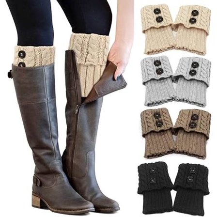 4 par med knapper Heklet benvarmere Kvinner Jenter Vinter Varme Korte