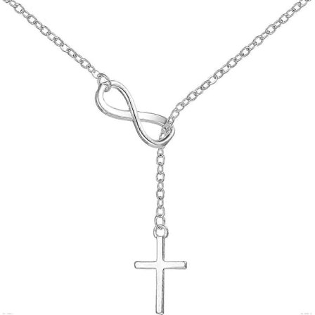 Silverpläterat Infinity-halsband med Kors