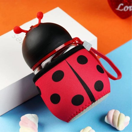 Kreativ 300ml/10.6oz Barn Glas Vattenflaska Dricka Koppar Med Ärm