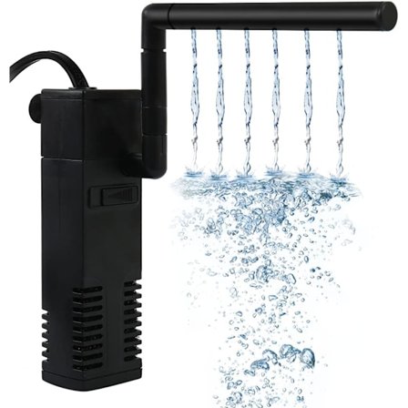 Akvarie innerfilter, justerbart flöde akvariefilter med vattenpump för 20-250L akvarium, tyst, 20W