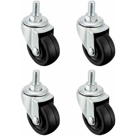 4-pack 40 mm gummihjul med M8 gängstång