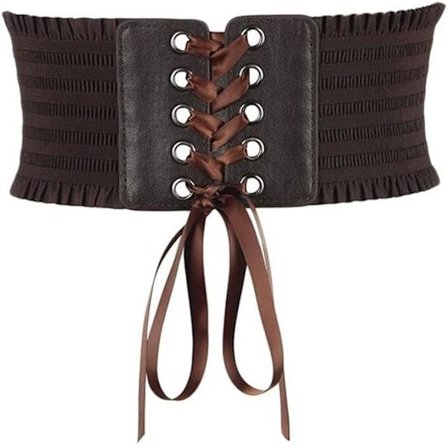 Elastisk korsettbelte for kvinner med spenne, brede dusker, høy midje, kjolebelte med sløyfe, midjebånd (Farge : A, Størrelse : 1)