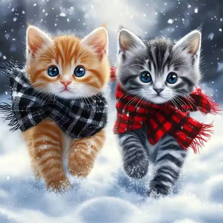 5D DIY Diamant Maleri Sød Kat Fuld Rund Bor Diamant Mosaik Sne Landskab Kunst Hjem Dekoration