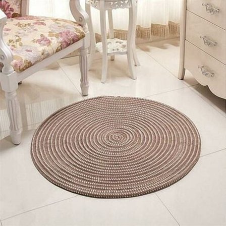 Håndvevd teppe - Rundt - For stue, soverom, bad, barnerom - Mørk kamel (Dunkles Kamel) - 40 x 40 cm - Sunny