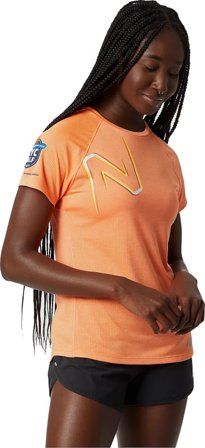 New Balance Women's United Airlines NYC Half Impact Run Graphic Short Sleeve Women Short sleeved fitness sweater Orange M
