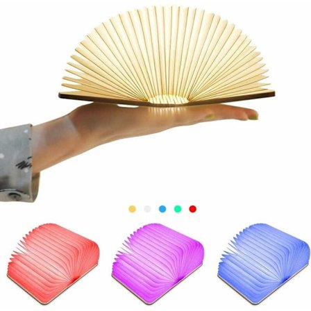 Trelisteboklampe i tre, LED-boklampe, USB-oppladbar stemningsbelysning - Praktisk og vakker kreativ nattlampe, dekorative lys, magnetisk skrivebords-/