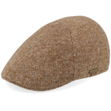 Stetson - Beige flatcap Caps - Texas Jersey Cognac Melange Flat Cap @ Hatstore