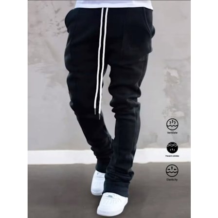 Herre sports casual fire sæsoner lange flared bukser slim fit snøre elastisk talje ensfarvede bukser