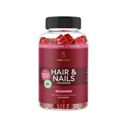 VITAYUMMY Hair & Nails Vitaminer Bringebær 90 stk Gummies