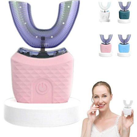 360° U-formet Elektrisk Tandbørste - 3 Rengøringstilstande, IPX7 Vandtæt, Automatisk Ultralyds Tandrenser