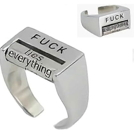 Kreativ roterbar stemningskontrolring, Fu*k You Fu*k Everything firkantet ring