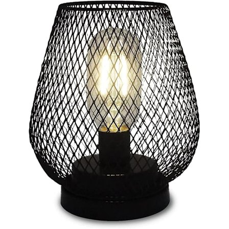 Burlampa i fågelbursstil, sladdlös bordslampa i metall med LED Ediso