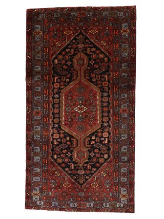 Zanjan Teppich Handgeknüpft 150X270 Schwarz/Dunkelrot Persien