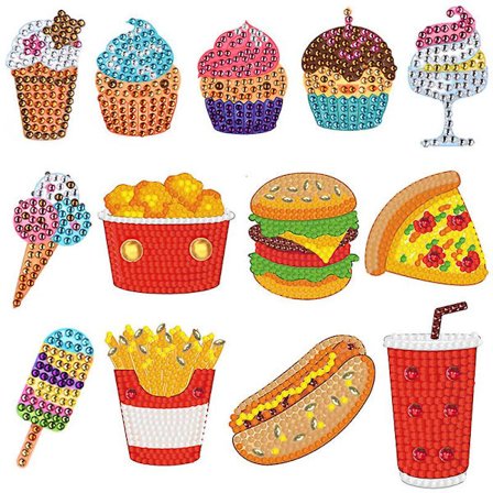 Burger Serie Diamant Klistermærke Sæt (stil 3)