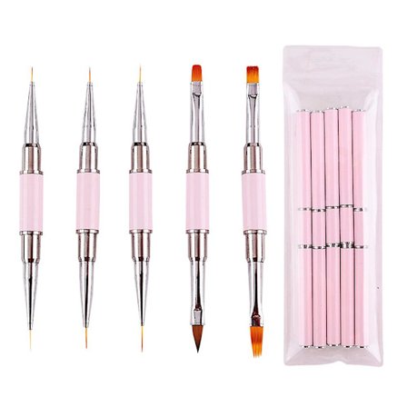 Set med 5 nagelborstar, metall, 17 cm, vit