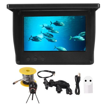 Fiskefinder 4,3 tommer IPS-skærm 2000cd fiskekamera 195° vidvinkel IP68 vandtæt til udendørs 15m / 49,21ft EU-stik