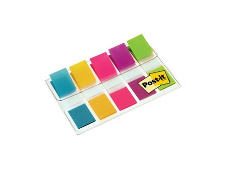 Post-it Indexflikar, små, 11,9 x 43,1 mm, olika färger, 5 x förpackningar med 20, med hållare - Lyreco - Kontorsmaterial - Indexflikar och märkflikar 