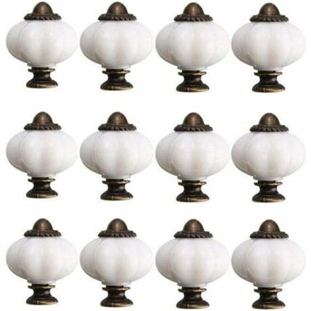 12 stk Skap Knott 30 mm Vintage Skapdør Knotter Keramisk Dør Knott med 12 Skruer Hvit Porselens Skap Knott for Skap Skuff