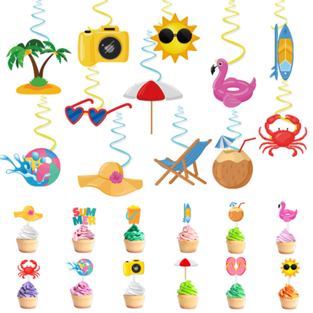 24 PCS Sommerfestdekorasjoner, Strandtemafestdekor