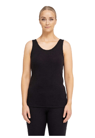 Dovre 100% Merinoull, Topp Med Breda Remmar, Blå Linnen Dam Svart M