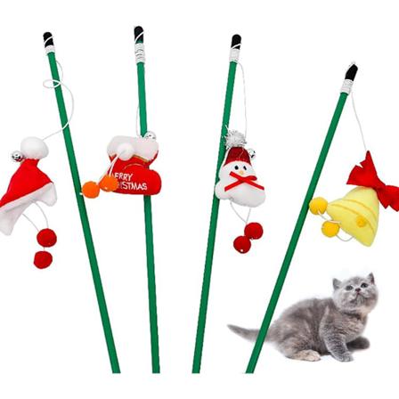 4 stk Julekatt Pisk Leke, med Klokker Snømann Julehatt Klokke Julebøtter Katt Pisk Leke, med Elastisk Tau