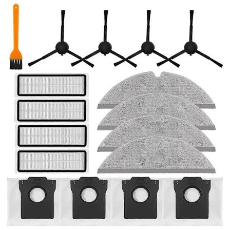 17 stk. sidebørster Hepa-filtre Moppeklude Støvposer til D20 Plus robotstøvsuger tilbehør Udskiftning