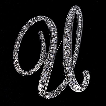 Crystal Rhinestone 26 bogstaver Damekrave Broche Pin Corsage B