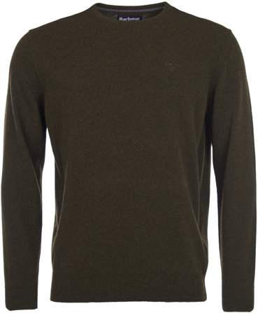 Barbour M's Essential Lambswool Crew Neck Neck Seaweed