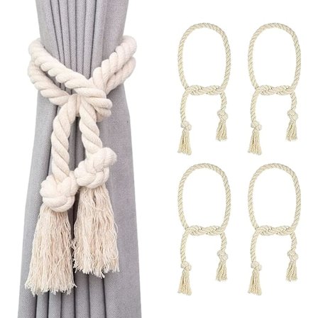 4 stycken handgjorda bomullsband, bomullsrep gardin