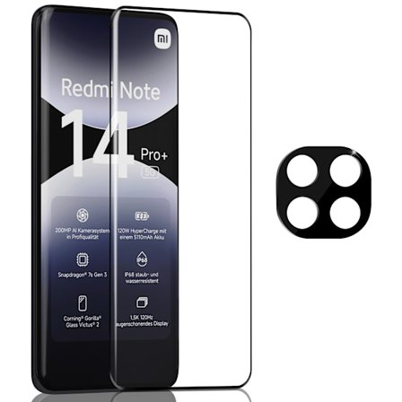 1-Pack Xiaomi Redmi Note 14 Pro Plus Skärmskydd & 1-Pack linsskydd - Härdat Glas 9H - Super kvalitet 3D