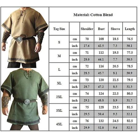 Medeltida herrkostym Cosplay Party Renaissance Tunika Viking Knight Pirate Vintage Warrior Shirts