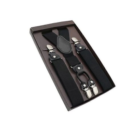 Elegante Seler Herre Ægte Læder Legering 4 Clips Bælte Elastiske Bukseholdere Mode Kommercielle Bukseholdere 35 cm Bredde